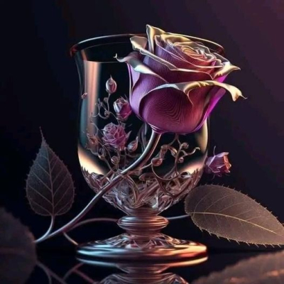 Diamantové malování - Růže a sklenice č. 1035