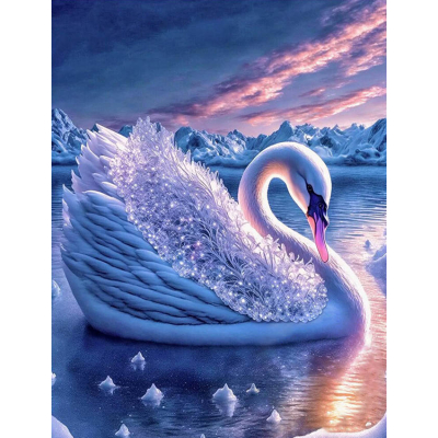 Diamantové malování - Labuť na ledovém jezeře č. 1040