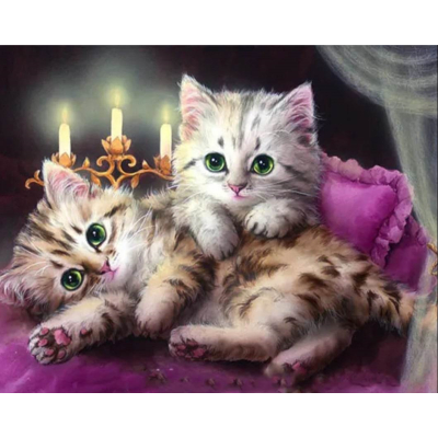 Diamantové malování - Koťata při svíčkách č. 1043