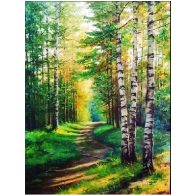 Diamantové malování - Cesta v březovém lese č. 1045