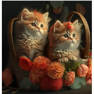 Diamantové malování - Koťátka v košíčcích č. 1049
