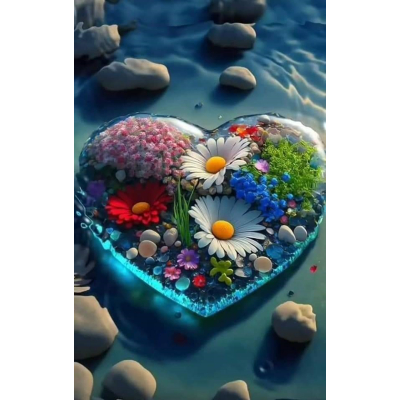 Diamantové malování - Květinové srdce č. 1051