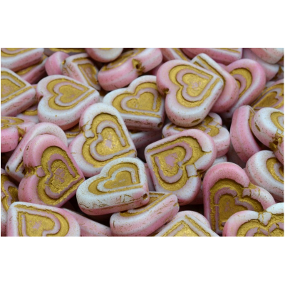 Korálky srdce v srdci č.2652 (14x16mm)