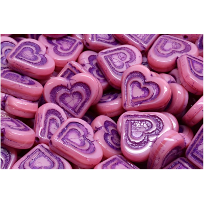 Korálky srdce v srdci č.2659 (14x16mm)