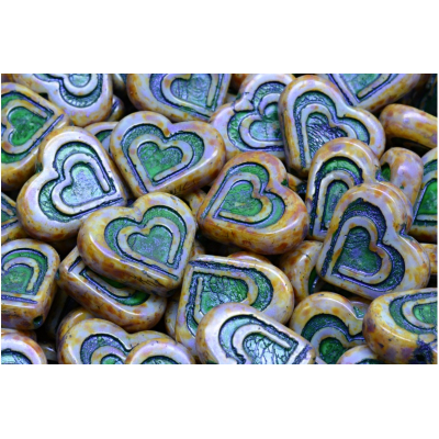 Korálky srdce v srdci č.2665 (14x16mm)