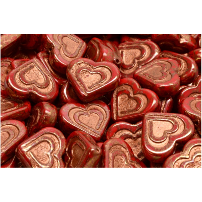 Korálky srdce v srdci č.2668 (14x16mm)