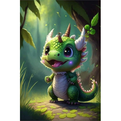 Diamantové malování AB - Zelený dráček č. 1065