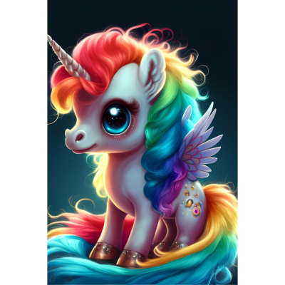 Diamantové malování AB - Barevný jednorožec č. 1066