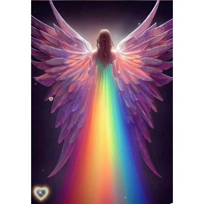 Diamantové malování - Anděl s duhou č. 1079