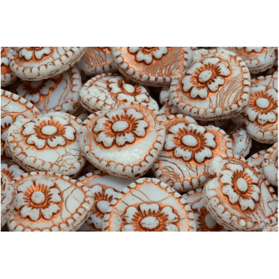 Korálky Srdíčka s růží č.2851 (17x17mm)