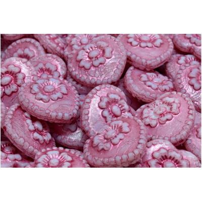 Korálky Srdíčka s růží č.2852 (17x17mm)