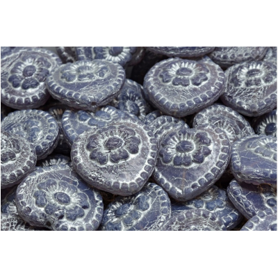 Korálky Srdíčka s růží č.2853 (17x17mm)