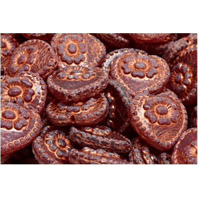 Korálky Srdíčka s růží č.2857 (17x17mm)