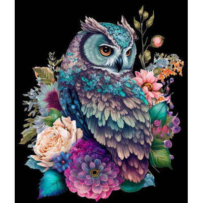 Diamantové malování - Květinová sova č. 1091