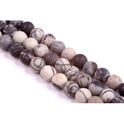 Přírodní černý hedvábný kámen matný č.270 (8mm)