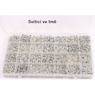 Organizér plastová písmenka Svítící ve tmě (1400ks)