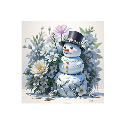 Diamantové malování - Sněhulák v cylindru č. 1110 - 75x75cm