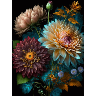 Diamantové malování - Rozkvetlé květiny č. 1111 - 65x85cm