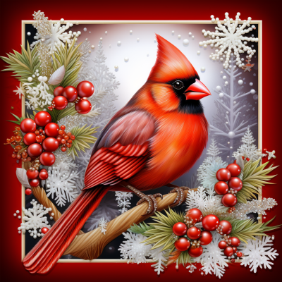 Diamantové malování - Červený kardinál č. 1108 - 40x40cm