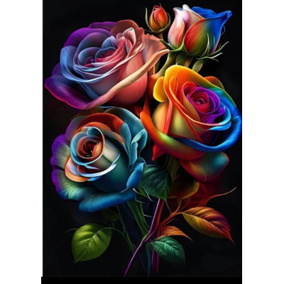 Diamantové malování - Duhové růže č. 1097 - 65x85cm