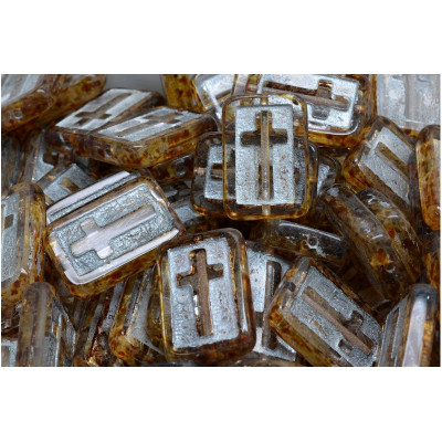 Ploškované korálky s křížem 17x11mm č.79