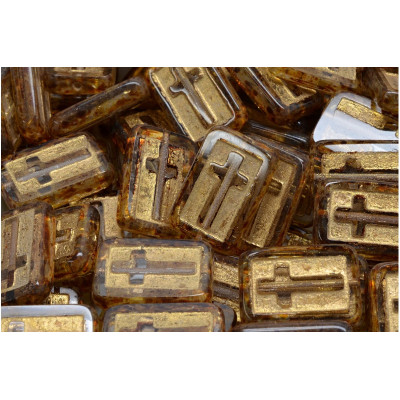 Ploškované korálky s křížem 17x11mm č.80