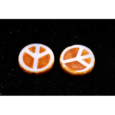 Ploškované korálky peace 16 mm č. 82