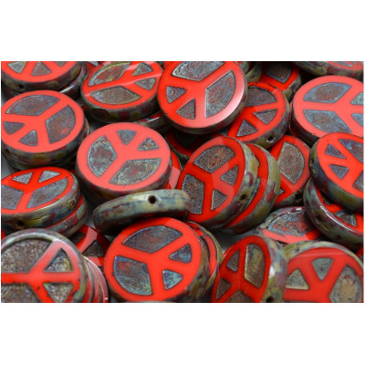 Ploškované korálky peace 16 mm č. 83