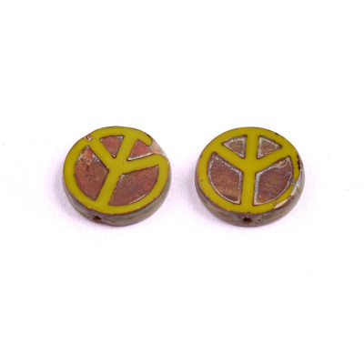 Ploškované korálky peace 16 mm č. 84