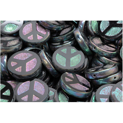 Ploškované korálky peace 16 mm č. 86