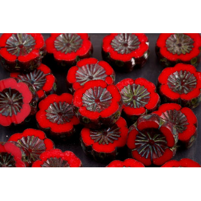 Ploškované korálky květ 14 mm č. 129