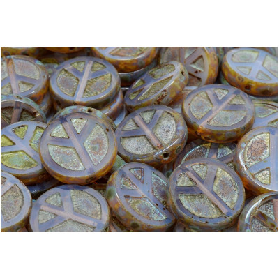 Ploškované korálky peace 16 mm č. 151