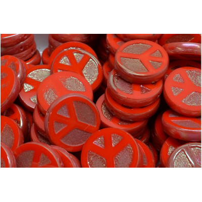 Ploškované korálky peace 16 mm č. 160