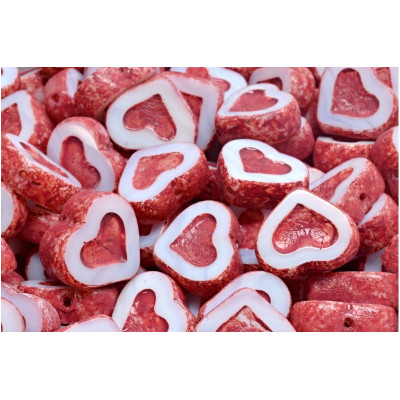 Ploškované korálky srdce 14x12mm č. 197