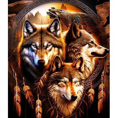 Diamantové malování - Aztéčtí vlci č. 1115 - 40x50cm