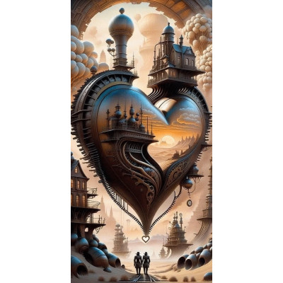 Diamantové malování - Steampunk srdce č. 1129 - 40x80cm