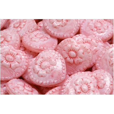 Korálky Srdíčka s růží č.2380 (17x17mm)