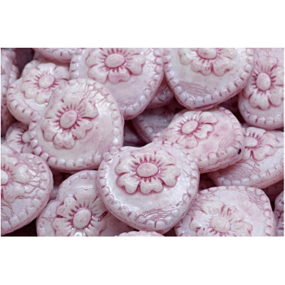 Korálky Srdíčka s růží č.2381 (17x17mm)