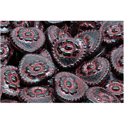 Korálky Srdíčka s růží č.2384 (17x17mm)