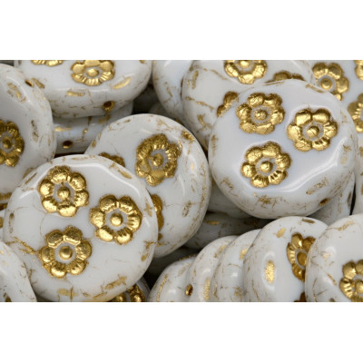 Korálky mince s kvítky 3034 (21 mm)