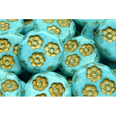 Korálky mince s kvítky 3035 (21 mm)