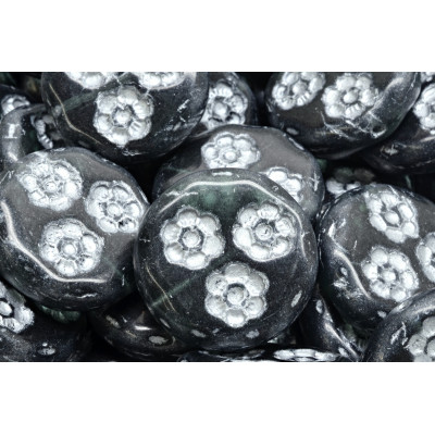 Korálky mince s kvítky 3037 (21 mm)