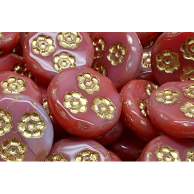 Korálky mince s kvítky 3038 (21 mm)