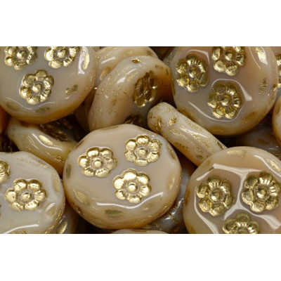 Korálky mince s kvítky 3046 (21 mm)