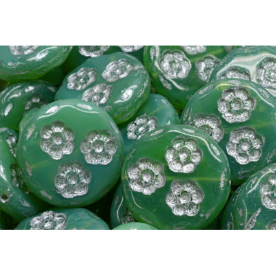 Korálky mince s kvítky 3049 (21 mm)