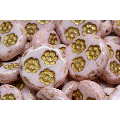 Korálky mince s kvítky 3053 (21 mm)