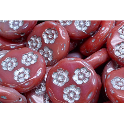 Korálky mince s kvítky 3055 (21 mm)