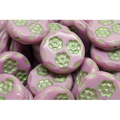 Korálky mince s kvítky 3056 (21 mm)