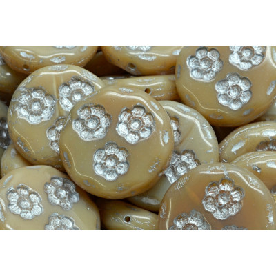 Korálky mince s kvítky 3057 (21 mm)