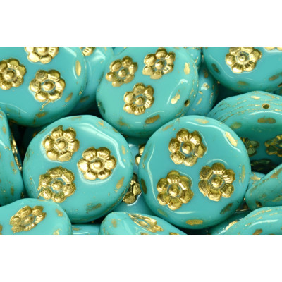 Korálky mince s kvítky 3047 (21 mm)